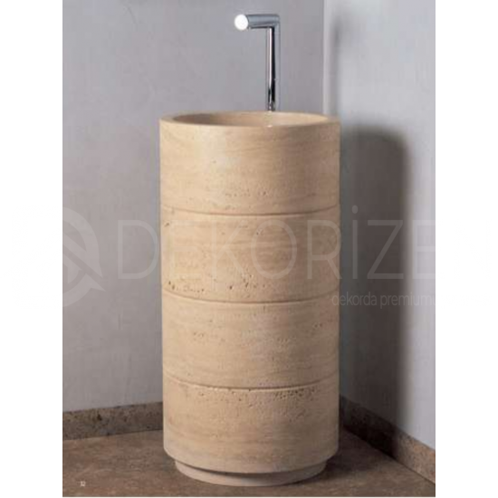 Travertine Cylinder Fugue Vertical Marble Sink