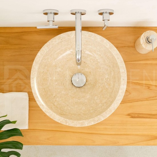 Beige Sandblasted Marble Sink