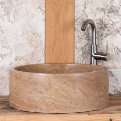 Travertine Noche Cylinder Marble Sink