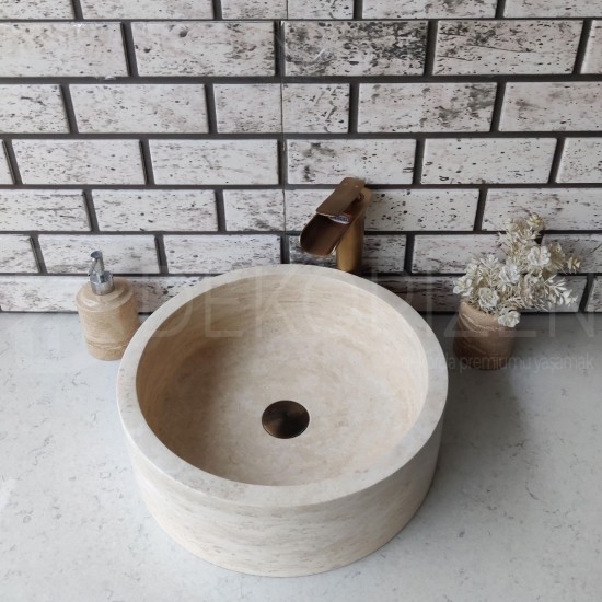 Travertine Cylinder Marble Sink