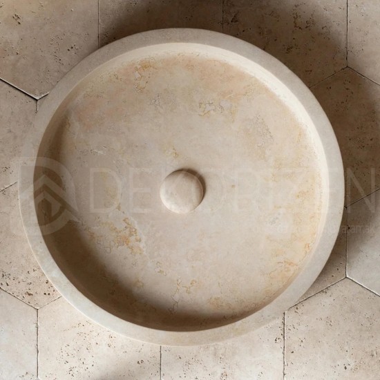 Travertine Half Cylinder Marble Sink