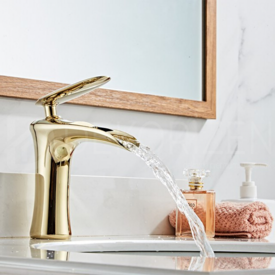 Golden Waterfall Sink Faucet