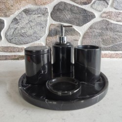 Taurus Black 5 Pcs Marble Bathroom Set