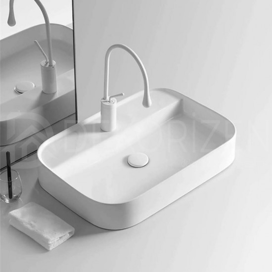 White Minimal Mid Sink Faucet