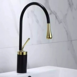 Black - Gold Minimal Mid Sink Faucet