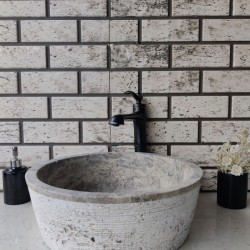 Silver Cylinder Draw Marble Sink