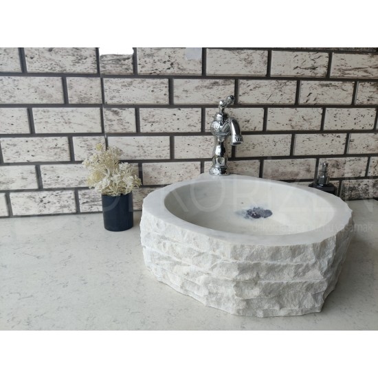 White Hexagonal Marble Sink